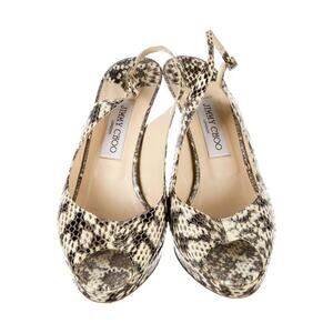 Jimmy Choo Animal Print Leather Slingback Pumps - Size 38
